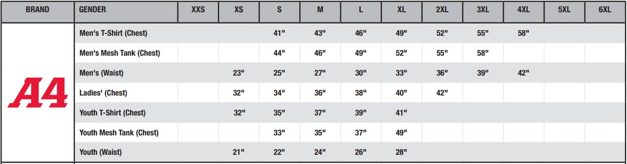 Augusta Softball Pants Size Chart