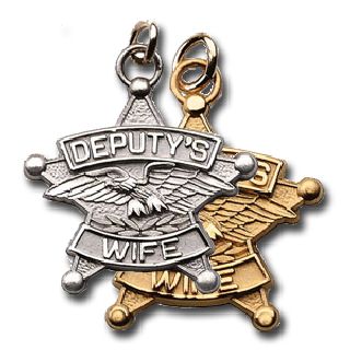 7/8" Deputy's Wife Charm 24k Gold Plated