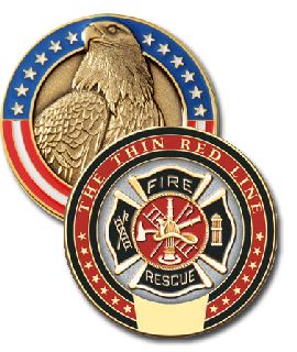 1 3/4 Thin Red Line Modeled Coin